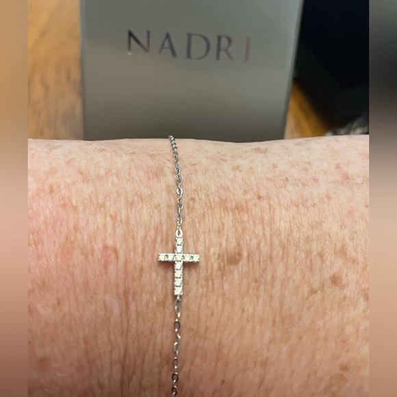 Nadri Silver Cross Charm Bracelet - Picture 1 of 3